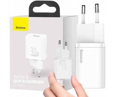 ŁADOWARKA SIECIOWA Baseus Super Si Quick Charger 1C CSUP-J02 30W 1x USB-C PD 3.0 QC 3.0 BIAŁA