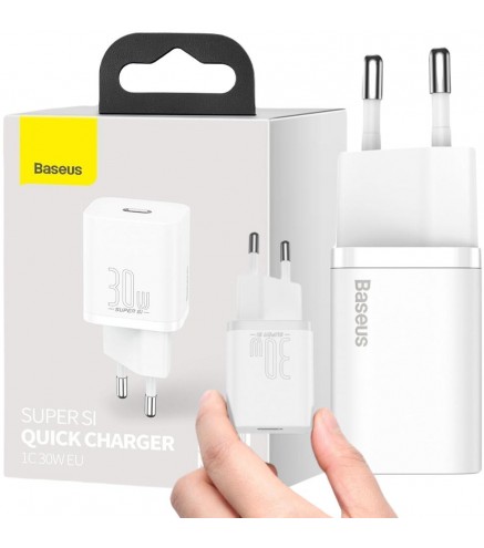 ŁADOWARKA SIECIOWA Baseus Super Si Quick Charger 1C CSUP-J02 30W 1x USB-C PD 3.0 QC 3.0 BIAŁA