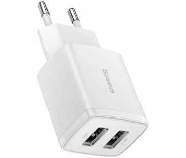 ŁADOWARKA SIECIOWA Baseus Compact Charger CCXJ010202 10.5W 2x USB-A BIAŁA