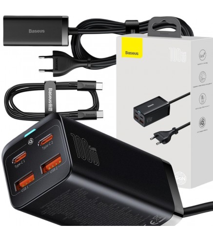 ŁADOWARKA SIECIOWA Baseus GaN 3 Pro Desktop Fast Charger CCGP000101 100W 2x USB-A 2x USB-C PD 3.0 QC 4.0+
