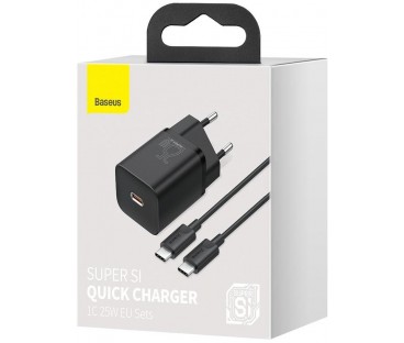 ŁADOWARKA SIECIOWA Baseus Super Si Quick Charger 1C TZCCSUP-L01 25W 1x USB-C PD 3.0 QC 3.0 + KABEL