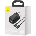 ŁADOWARKA SIECIOWA Baseus Super Si Quick Charger 1C TZCCSUP-L01 25W 1x USB-C PD 3.0 QC 3.0 + KABEL