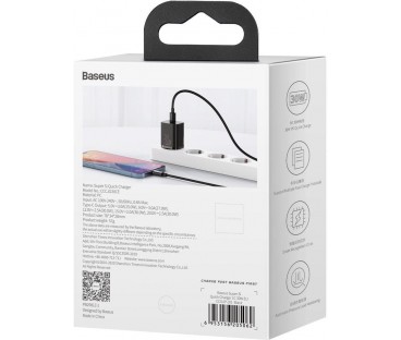 ŁADOWARKA SIECIOWA Baseus Super Si Quick Charger 1C CCSUP-J01 30W 1x USB-C PD 3.0 QC 3.0 CZARNA