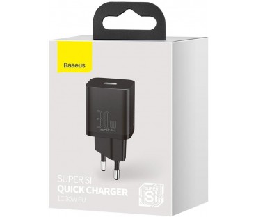 ŁADOWARKA SIECIOWA Baseus Super Si Quick Charger 1C CCSUP-J01 30W 1x USB-C PD 3.0 QC 3.0 CZARNA
