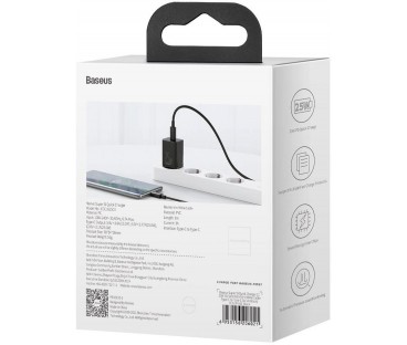 ŁADOWARKA SIECIOWA Baseus Super Si Quick Charger 1C TZCCSUP-L01 25W 1x USB-C PD 3.0 QC 3.0 + KABEL