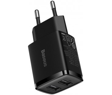 ŁADOWARKA SIECIOWA Baseus Compact Charger CCXJ010201 10.5W 2x USB-A CZARNA