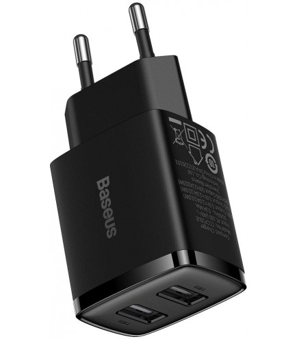 ŁADOWARKA SIECIOWA Baseus Compact Charger CCXJ010201 10.5W 2x USB-A CZARNA
