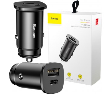 ŁADOWARKA SAMOCHODOWA Baseus Square CCALL-AS01 30W 5A 1x USB-A 1x USB-C QC 4.0+