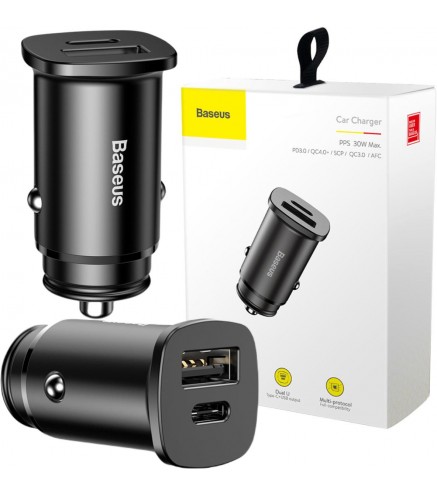 ŁADOWARKA SAMOCHODOWA Baseus Square CCALL-AS01 30W 5A 1x USB-A 1x USB-C QC 4.0+