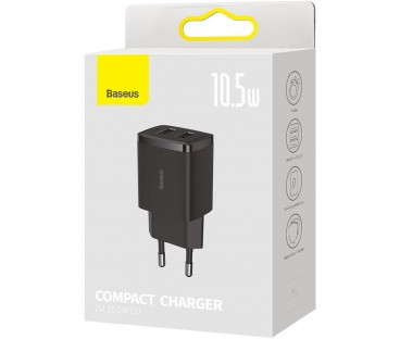 ŁADOWARKA SIECIOWA Baseus Compact Charger CCXJ010201 10.5W 2x USB-A CZARNA