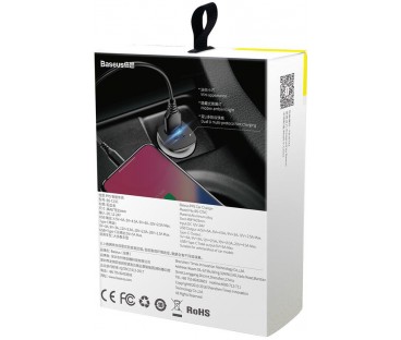 ŁADOWARKA SAMOCHODOWA Baseus Square CCALL-AS01 30W 5A 1x USB-A 1x USB-C QC 4.0+