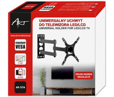 UCHWYT DO TV LCD/LED 17-42" 25KG AR-57A  ART reg.pion/poziom