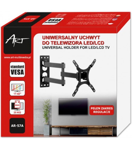 UCHWYT DO TV LCD/LED 17-42" 25KG AR-57A  ART reg.pion/poziom