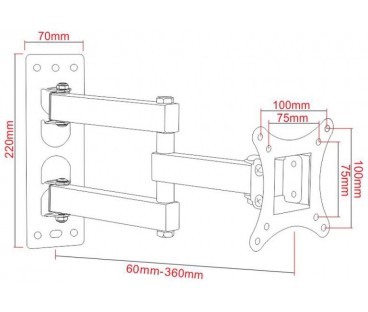 UCHWYT DO TV LCD/LED 17-42" 25KG AR-57A  ART reg.pion/poziom