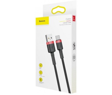 KABEL USB-A / USB-C Baseus Cafule CATKLF-A91 50cm 3A QC 3.0 CZARNO-CZERWONY W OPLOCIE