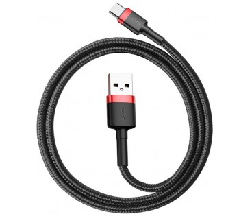 KABEL USB-A / USB-C Baseus Cafule CATKLF-A91 50cm 3A QC 3.0 CZARNO-CZERWONY W OPLOCIE