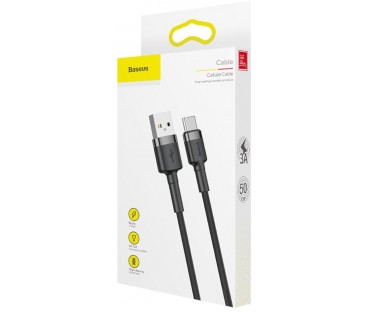 KABEL USB-A / USB-C Baseus Cafule CATKLF-AG1 50cm 3A QC 3.0 CZARNO-SZARY W NYLONOWYM OPLOCIE