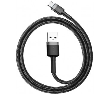 KABEL USB-A / USB-C Baseus Cafule CATKLF-AG1 50cm 3A QC 3.0 CZARNO-SZARY W NYLONOWYM OPLOCIE
