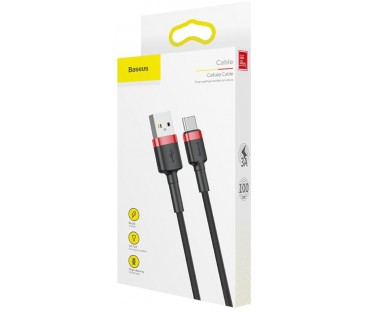 KABEL USB-A / USB-C Baseus Cafule CATKLF-B91 100cm 3A QC 3.0 CZARNO-CZERWONY W OPLOCIE