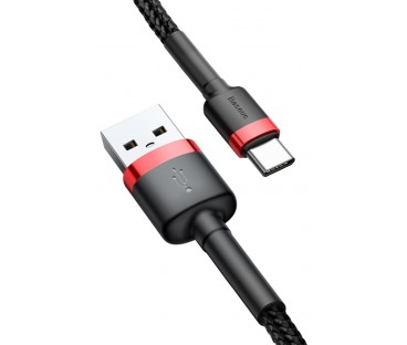 KABEL USB-A / USB-C Baseus Cafule CATKLF-B91 100cm 3A QC 3.0 CZARNO-CZERWONY W OPLOCIE