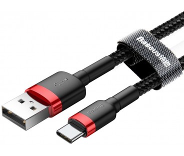 KABEL USB-A / USB-C Baseus Cafule CATKLF-B91 100cm 3A QC 3.0 CZARNO-CZERWONY W OPLOCIE