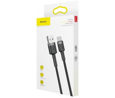 KABEL USB-A / USB-C Baseus Cafule CATKLF-BG1 100cm 3A QC 3.0 CZARNO-SZARY W NYLONOWYM OPLOCIE