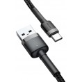 KABEL USB-A / USB-C Baseus Cafule CATKLF-BG1 100cm 3A QC 3.0 CZARNO-SZARY W NYLONOWYM OPLOCIE