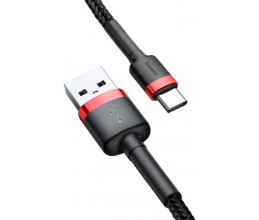 KABEL USB-A / USB-C Baseus Cafule CATKLF-U91 300cm 2A QC 3.0 CZARNO-CZERWONY W OPLOCIE