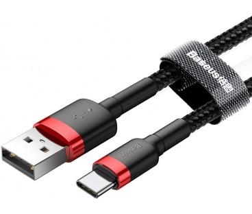 KABEL USB-A / USB-C Baseus Cafule CATKLF-U91 300cm 2A QC 3.0 CZARNO-CZERWONY W OPLOCIE