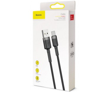 KABEL USB-A / USB-C Baseus Cafule CATKLF-UG1 300cm 2A QC 3.0 CZARNO-SZARY W NYLONOWYM OPLOCIE
