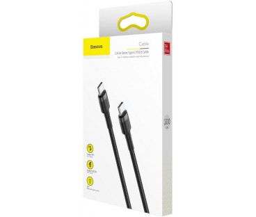 KABEL USB-C / USB-C Baseus Cafule CATKLF-GG1 100cm 60W 3A PD 2.0 QC 3.0 CZARNO-SZARY W OPLOCIE