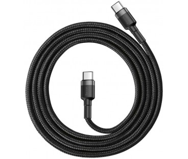 KABEL USB-C / USB-C Baseus Cafule CATKLF-GG1 100cm 60W 3A PD 2.0 QC 3.0 CZARNO-SZARY W OPLOCIE