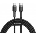 KABEL USB-C / USB-C Baseus Cafule CATKLF-GG1 100cm 60W 3A PD 2.0 QC 3.0 CZARNO-SZARY W OPLOCIE