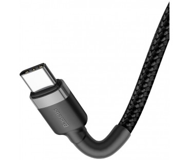 KABEL USB-C / USB-C Baseus Cafule CATKLF-GG1 100cm 60W 3A PD 2.0 QC 3.0 CZARNO-SZARY W OPLOCIE