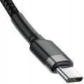 KABEL USB-C / USB-C Baseus Cafule CATKLF-GG1 100cm 60W 3A PD 2.0 QC 3.0 CZARNO-SZARY W OPLOCIE