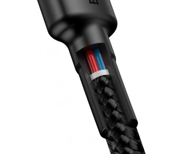 KABEL USB-C / USB-C Baseus Cafule CATKLF-GG1 100cm 60W 3A PD 2.0 QC 3.0 CZARNO-SZARY W OPLOCIE