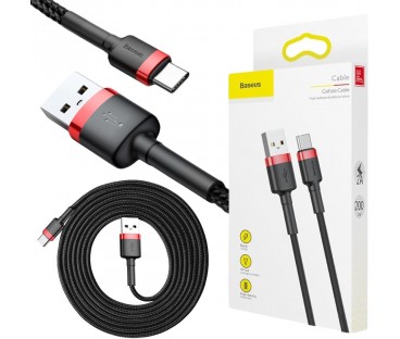 KABEL USB-A / USB-C Baseus Cafule CATKLF-C91 200cm 2A QC 3.0 CZARNO-CZERWONY W OPLOCIE