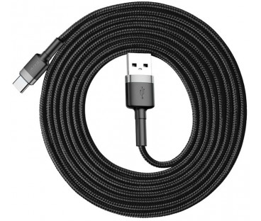 KABEL USB-A / USB-C Baseus Cafule CATKLF-CG1 200cm 2A QC 3.0 CZARNO-SZARY W NYLONOWYM OPLOCIE
