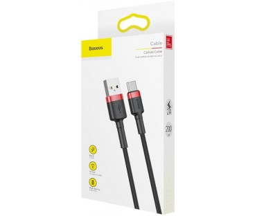 KABEL USB-A / USB-C Baseus Cafule CATKLF-C91 200cm 2A QC 3.0 CZARNO-CZERWONY W OPLOCIE