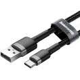 KABEL USB-A / USB-C Baseus Cafule CATKLF-CG1 200cm 2A QC 3.0 CZARNO-SZARY W NYLONOWYM OPLOCIE
