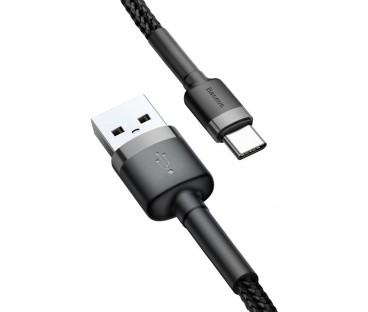 KABEL USB-A / USB-C Baseus Cafule CATKLF-CG1 200cm 2A QC 3.0 CZARNO-SZARY W NYLONOWYM OPLOCIE