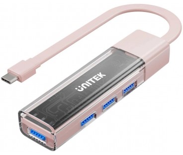 Unitek Hub dwukierunkowy USB C/USB A 5Gbps różowy