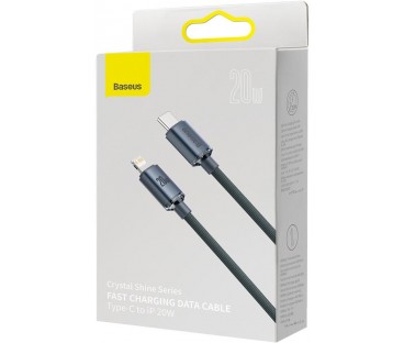 KABEL USB-C / Lightning iPhone Baseus Crystal CAJY000201 1.2m 20W PD Quick Charging CZARNY W OPLOCIE PREMIUM