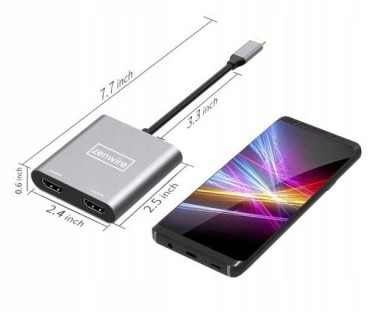 ADAPTER HUB Przejściówka USB- C 4W1 2x HDMI 4K USB 3.0 Zenwire BYL-2309