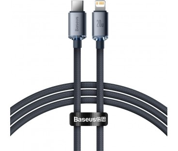 KABEL USB-C / Lightning iPhone Baseus Crystal CAJY000201 1.2m 20W PD Quick Charging CZARNY W OPLOCIE PREMIUM