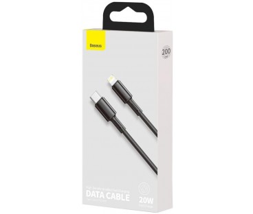 KABEL USB-C / Lightning iPhone Baseus Cafule CATLGD-A01 2m 20W PD Quick Charging CZARNY W OPLOCIE