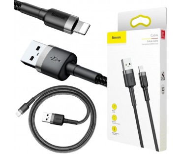 KABEL USB-A / Lightning iPhone Baseus Cafule CALKLF-AG1 50cm Apple 2.4A CZARNO-SZARY W OPLOCIE