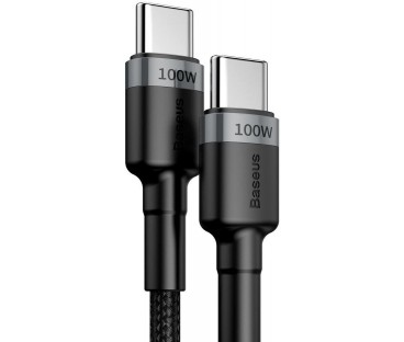 KABEL USB-C / USB-C Baseus Cafule CATKLF-ALG1 200cm 100W 5A PD 2.0 QC 3.0 CZARNO-SZARY W OPLOCIE