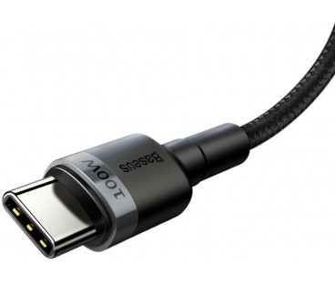 KABEL USB-C / USB-C Baseus Cafule CATKLF-ALG1 200cm 100W 5A PD 2.0 QC 3.0 CZARNO-SZARY W OPLOCIE