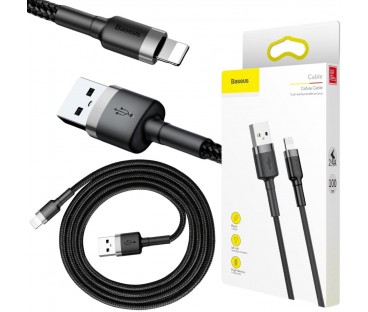 KABEL USB-A / Lightning iPhone Baseus Cafule CALKLF-BG1 100cm Apple 2.4A CZARNO-SZARY W OPLOCIE
